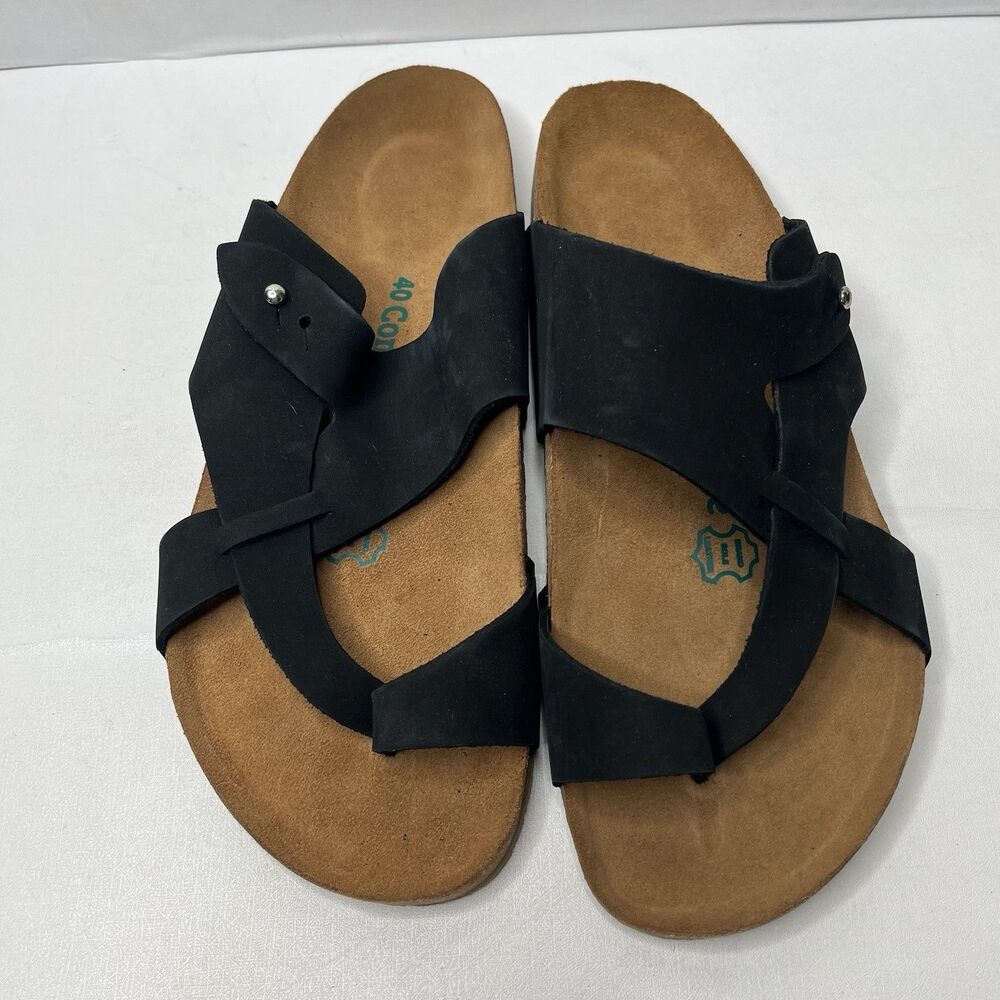 ComfortFusse Handmade Black Suede Comfort Slide Sandals  Women Size 40/9.5 - Picture 2 of 9